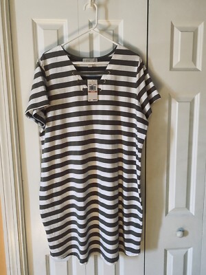 Michael Kors White Safari Green Striped Maxi Dress, Size 2XL