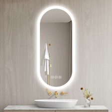 Oval LED Illuminated Bathroom Mirror Hd Vanity Mirror Memory Stepless Dimmable