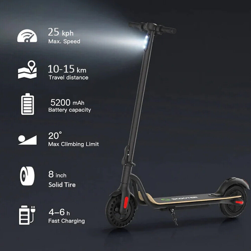 ELECTRIC SCOOTER LONG RANGE FOLDING ADULT E-SCOOTER 5.2AH SAFE URBAN COMMUTER