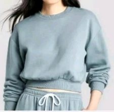 New Wild Fable Womens Sz S  Slate Blue Crop Top Sweatshirt NWT
