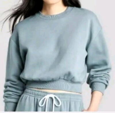 New Wild Fable Womens Sz M  Slate Blue Crop Top Sweatshirt NWT