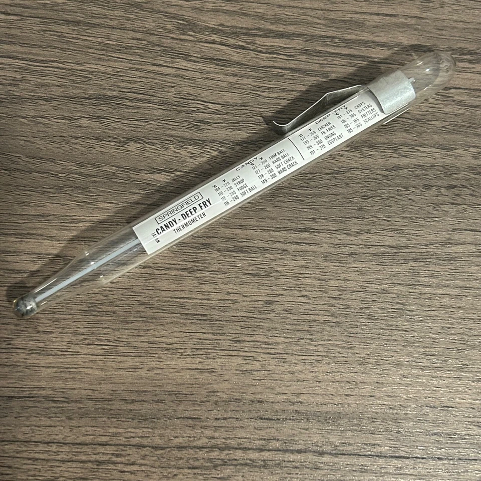 Vintage Springfield Candy Deep Fry Cooking Thermometer Temperature Safe 8" Glass - Image 2 of 4
