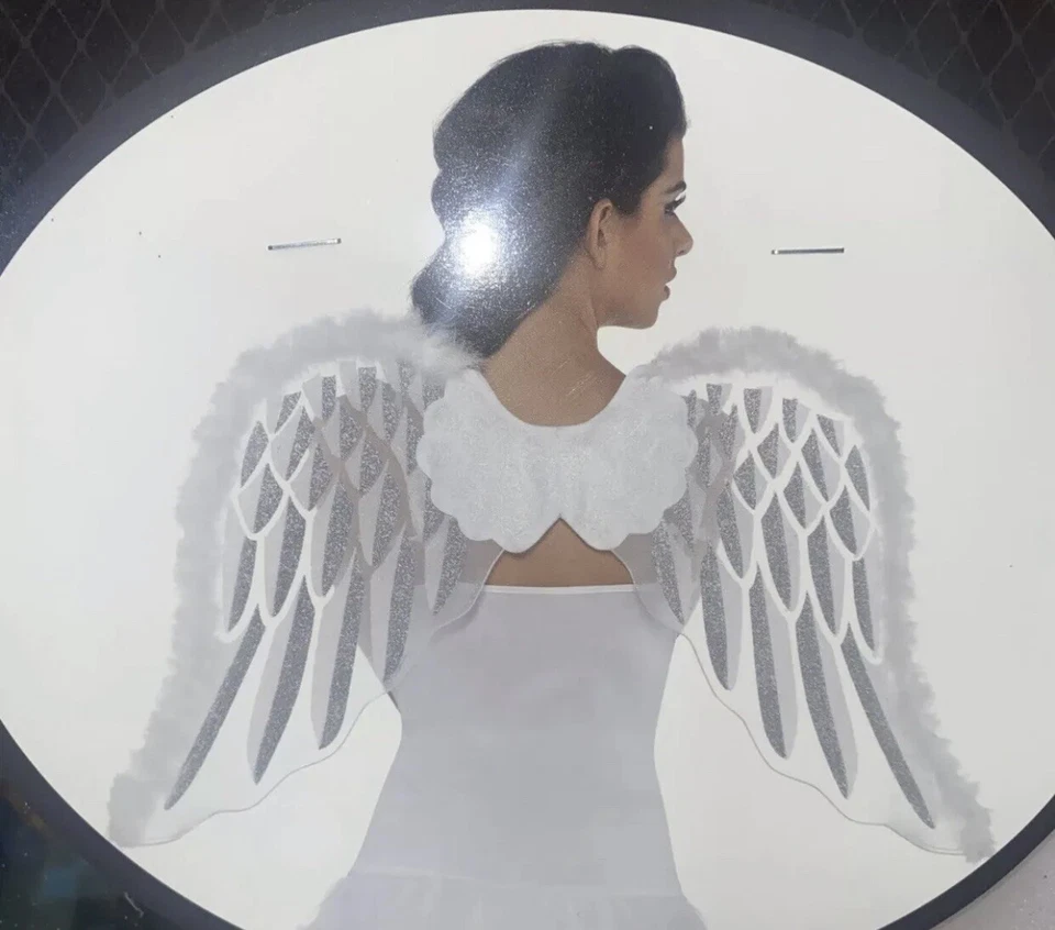 Accesorio de Disfraz Alas de Pluma de Ángel Adulto Blanco Pluma Brillo Alas Foto 2 de 2