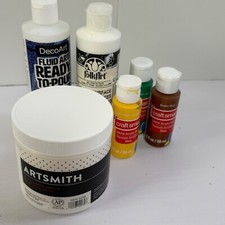 Lot New  Used Acrylic Paint - ArtSmith Gesso - DecoArt Ready-To-Pour