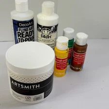 Lot New & Used Acrylic Paint - ArtSmith Gesso - DecoArt Ready-To-Pour