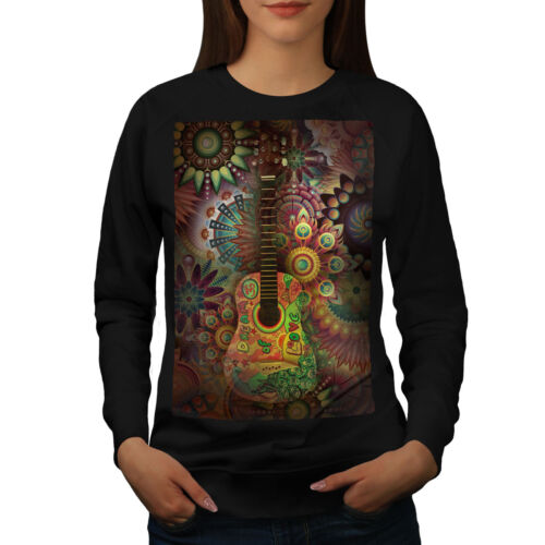 Wellcoda Colorful Guitar Womens Sweatshirt, Music Casual Pullover Jumper - Picture 1 of 5