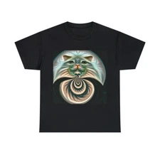 Vintage Style Cat T Shirt Abstract Funny Cute Art Tee Funky Fun Portrait Adult