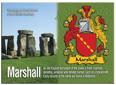 Marshall englischer Familienname Souvenir Metallbild Kühlschrankmagnet