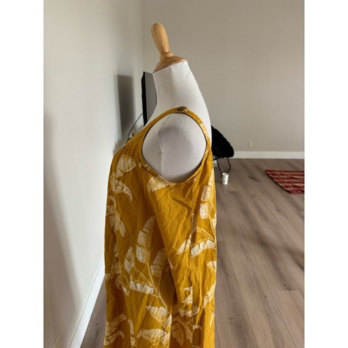 H&M Women's Sleeveless Hawaiian Floral Print Flowy Maxi Dress Yellow - Picture 4 of 6