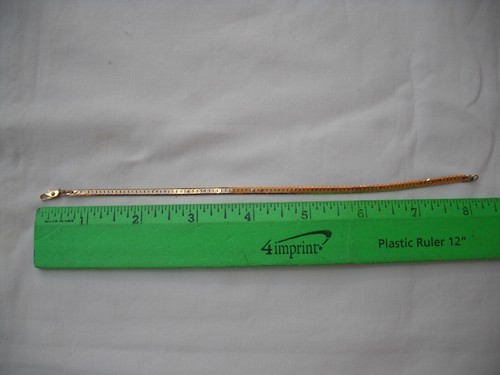 Gold Color Herringbone Chain Bracelet, Simulated? Faux? Gold Plated?, Length 8"