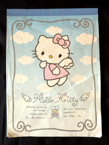 1998 vtg Y2K Sanrio Smiles Hello Kitty Angel Note Pad w/31 pages 6” X 8” Germany