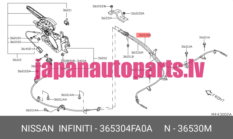 Cables de freno de estacionamiento originales Nissan E-NV200 DIESTRO+DERECHO 36531-4FA0A 36530-4FA0A Foto 3 de 4