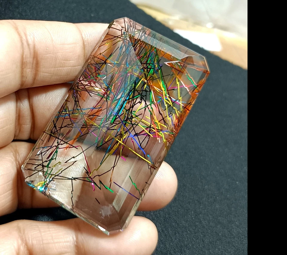 EGL Certified 158.75 Ct EMERALD Cut Stunning Rutilated Quartz Loose Gemstone - Image 3 of 4