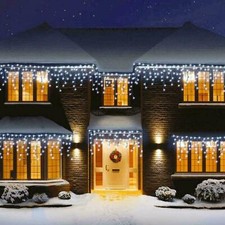 Image of ICICLE CHRISTMAS LIGHTS 240/480/720/960/1200 LEDS SNOWING EFFECT PARTY UK