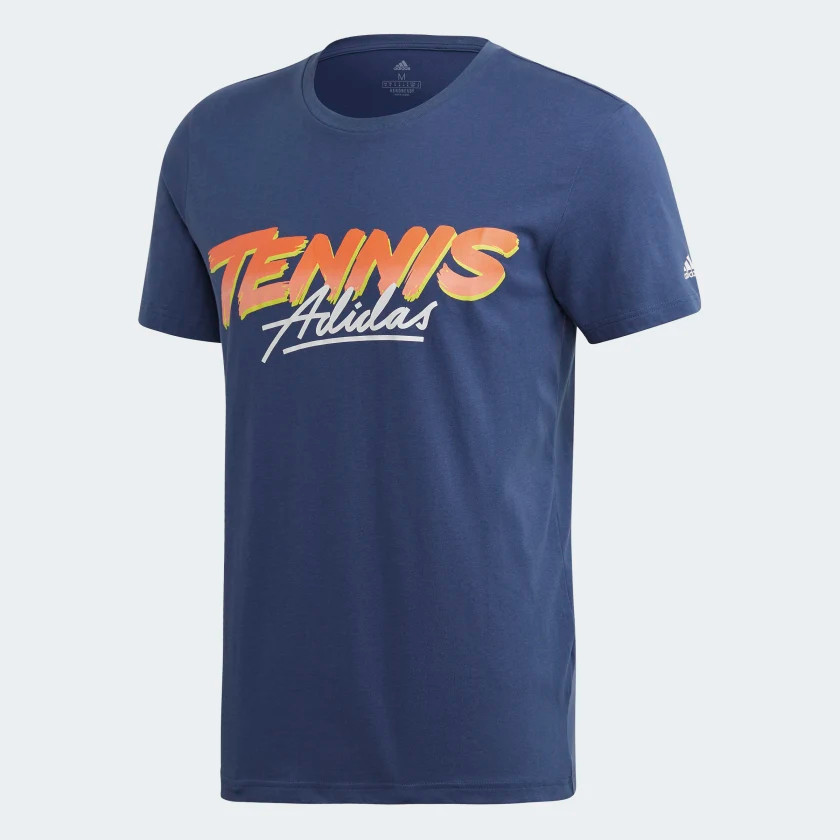 Мужская футболка Adidas Tennis Script, цвет Tech Indigo