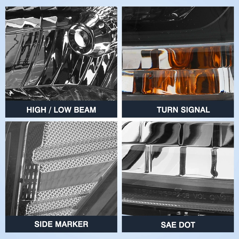 For 2010-2011 Kia Soul Black Headlights Headlamps Halogen Set Left+Right Side - Image 3 of 4