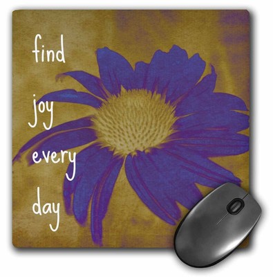 3dRose Purple Flower Find Joy Every Day- Inspirational Quotes- Art MousePad