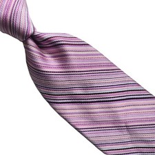 3A) TED BAKER MULTICOLOR STRIPED 100% SILK NECKTIE MADE IN USA