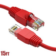 15FT Cat6A RJ45 Ethernet LAN Network Patch Cable UTP Copper Wire Gold 24AWG Red