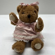 Vintage RUSS Berrie Brown 7 Plush Teddy Bear 292 Pink Dress Bow