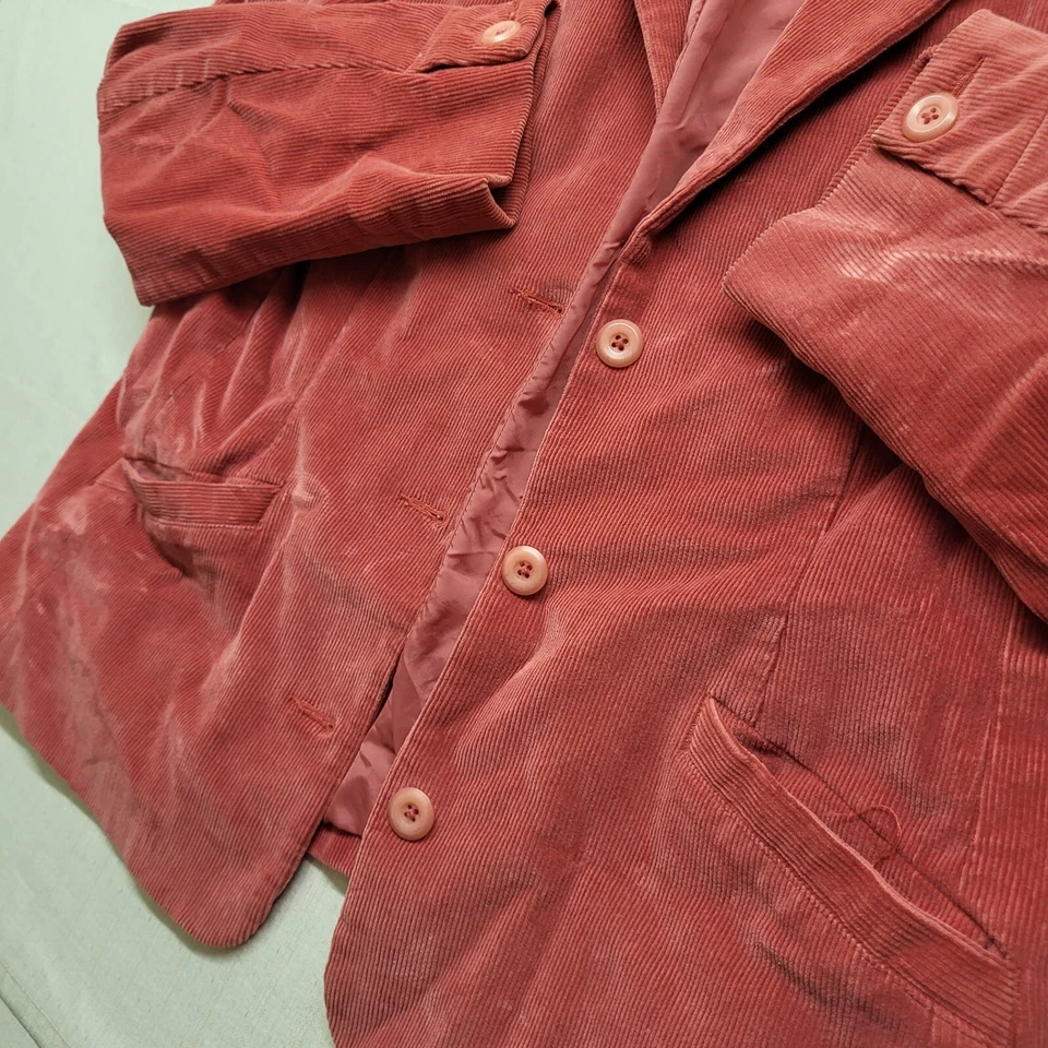 Blazer LL BEAN Pana Mujer 16P Rosa Algodón 3 Botones Carrera Preppy Madura Foto 3 de 4