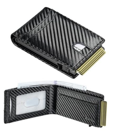 Slim RFID Minimalist Card Wallet for Men in Black Carbon