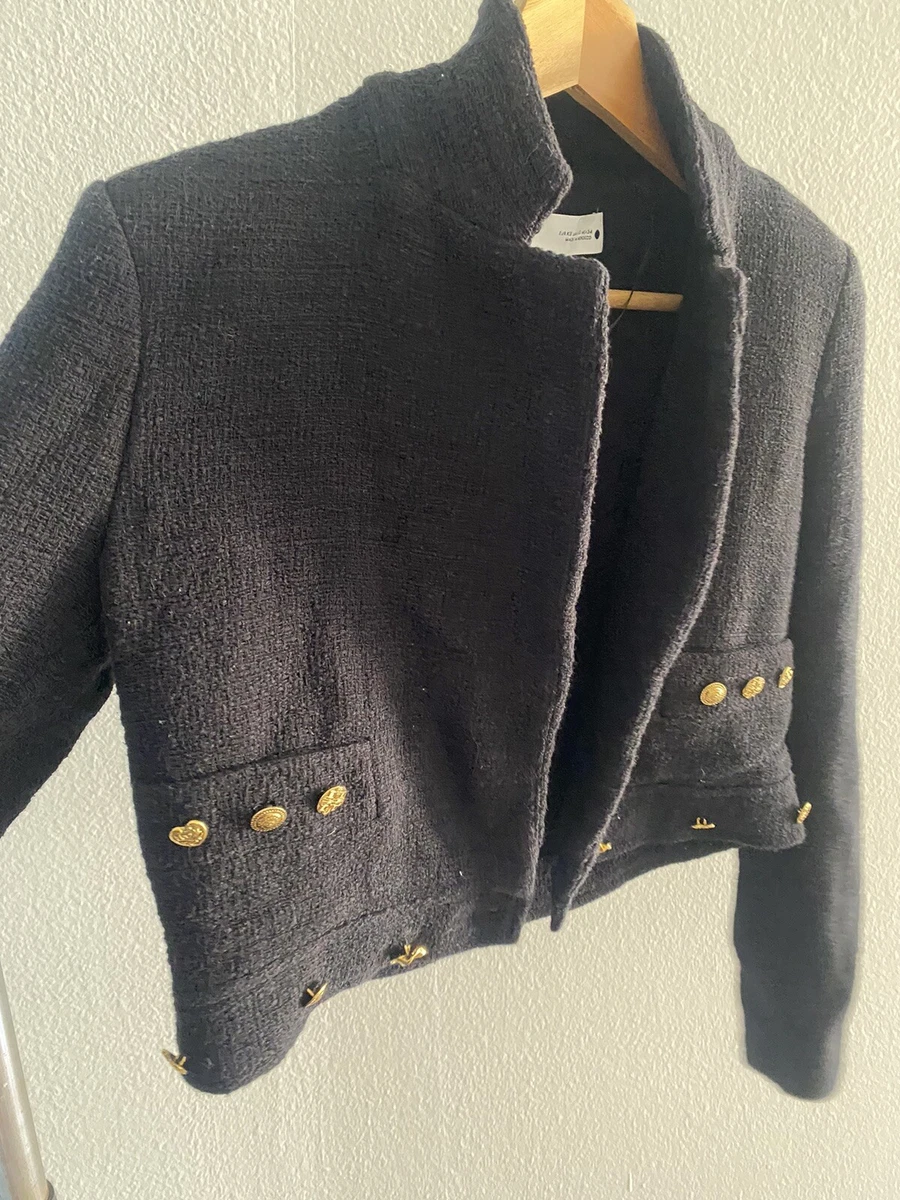 Zara tweed jacket black top