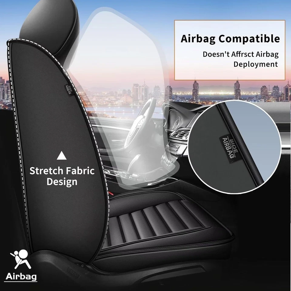 For Jeep Wrangler Car Seat Cover 5Seat Full Front Rear Luxury PU Leather Cushion - image 2 of 4