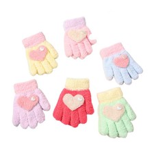 Children Kid Girl Heart Warm Gloves Winter Full Finger Thermal Outdoor Glove