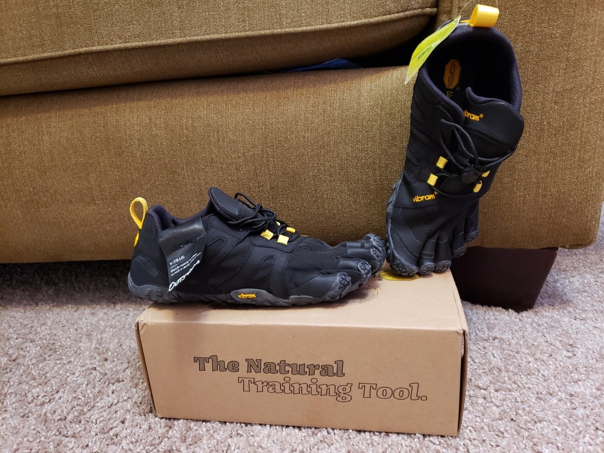 Vibram Men's V-Trail 2.0 Black Yellow Hiking Shoes 19W7601 Size 7