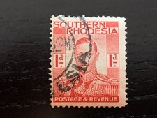 SOUTHERN RHODESIA ZIMBABWE 1937 KING GEORGE VI 1D SCARLET RED - USED