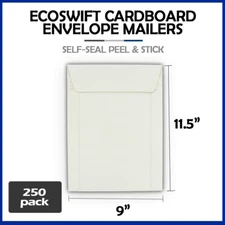 250 - 9x11.5 "EcoSwift Brand Self Seal Shipping Photo Cardboard Envelope Mailers
