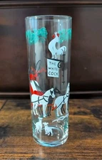 Vtg  MCM LIBBEY Tall Ice Tea Tom Collins Glass The Arrival The White Cock Inn🐓