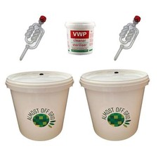 5 Litre Fermentation Buckets with Lids Grommets and Airlocks x2 and 100g VWP