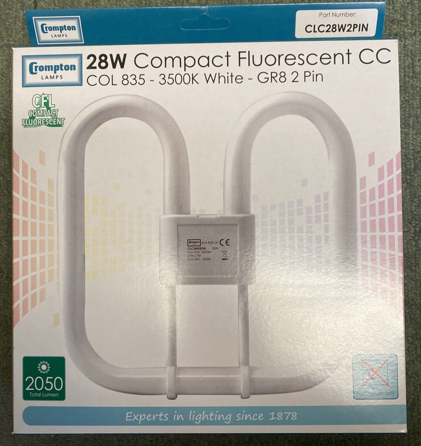 Crompton CLC28W2PIN Compact Fluorescent Lamp 2D CC GR8 2 Pin 3500K White 28W
