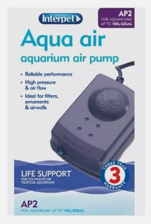 Interpet Aqua Air Oxygen Pump for Aquarium Fish Tank Aeration Quiet/Powerful #L