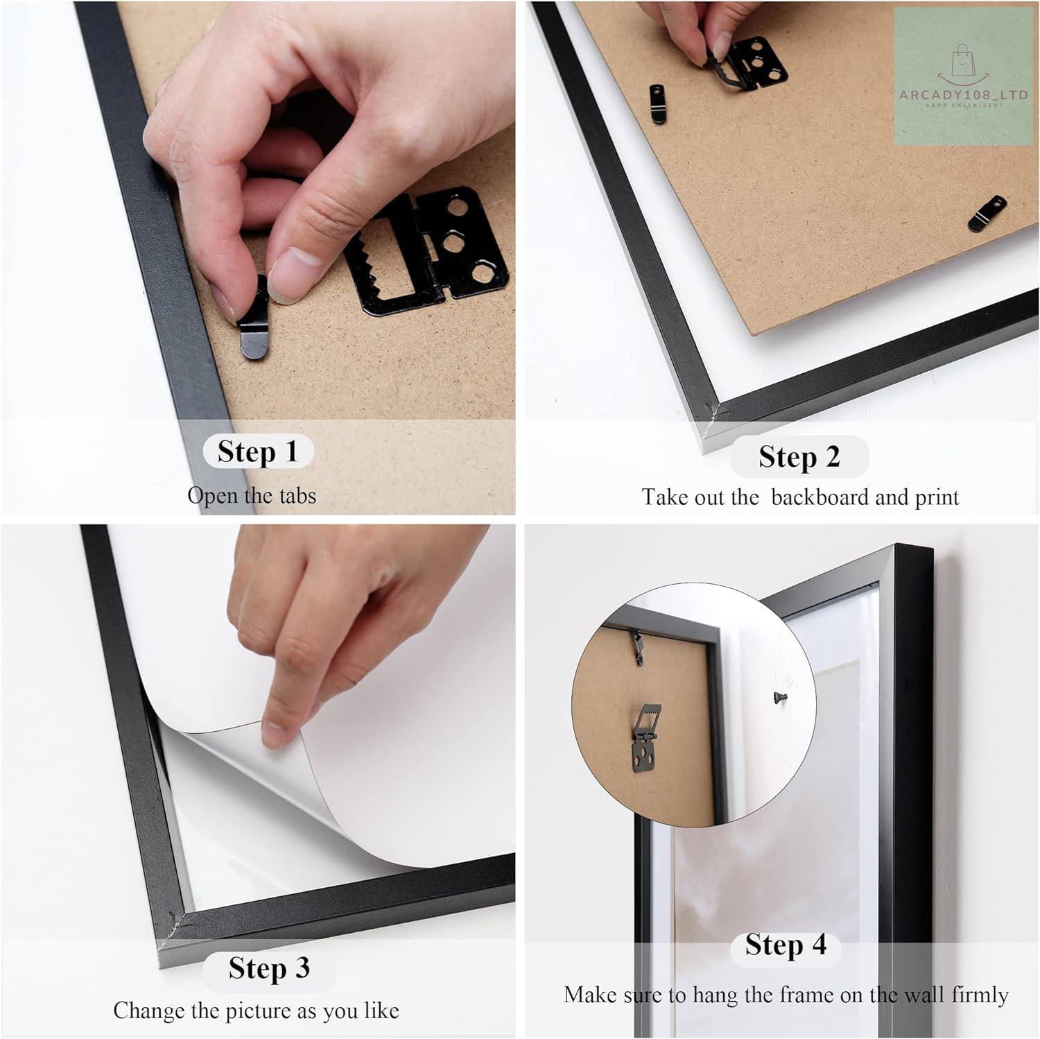 ArtbyHannah Black Framed Botanical Wall Art Prints Abstract Leaf