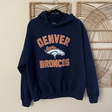 Denver Broncos Blue Hoodie Sweatshirt NFL Team Blue XL No drawstrings B41