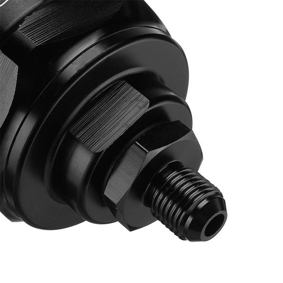 Filtro de combustible en línea de aluminio negro para automóvil vehículo E85 etanol entrada de 100 micras-6 AN Foto 4 de 4