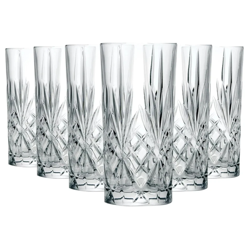6 x G-HORSE 280ml Crystal/Timeless Highball Glasses Glass Drinking Tumblers Set