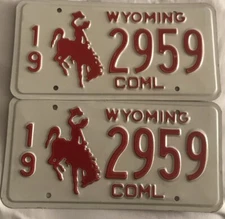Vintage Wyoming Matching License Plates 192959