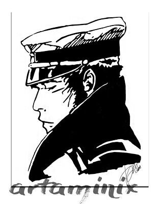 Quadri Moderni Bianco E Nero Fumetti Corto Maltese Profilo Dipinto A Mano Ebay