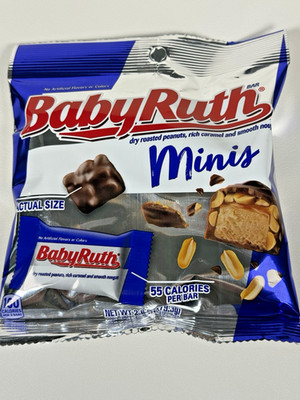 Baby Ruth Bite Size Minis Chocolate Candy Bars 2.8 oz Share Size Snack Bag