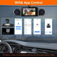 3″ Dash Cam Recorder 4-Channel 360° Car Camera DVR Vehicle Video G-Sensor WIFI