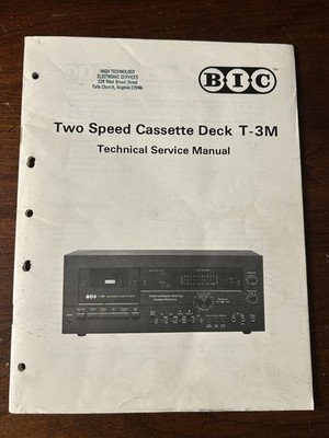 BIC Model T-3M Two Speed Cassette Deck Technical Service Manual Original OEM