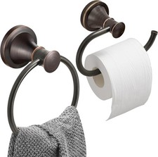 Oil Rubbed Bronze Towel Ring Toilet Paper Holder, Double Bathroom Hardware Set
