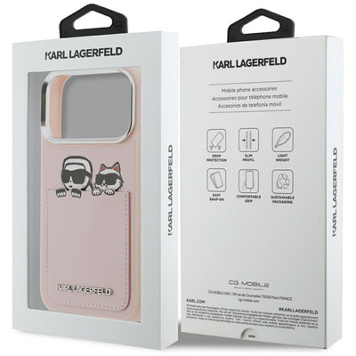 Karl Lagerfeld Karl & Choupette Print & Pocket Case for iPhone 17 Pro 6.3'' Pink