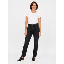 Zara Black High Rise Straight Leg Jeans Womens Size 8 Washed Denim Pants