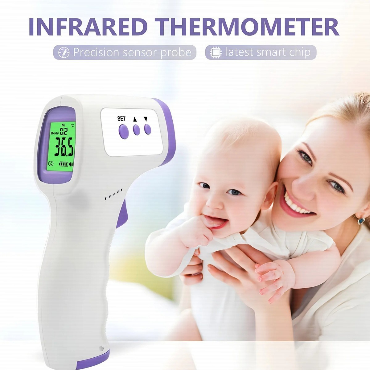Non-Contact Contactless Digital Infrared Thermometer Body Forehead Baby Adult View 4