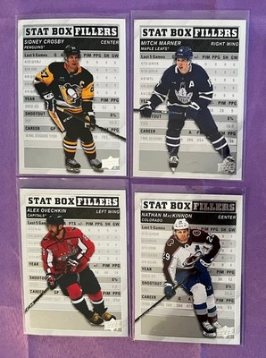 SUPERSTARS Ovechkin MacKinnon Crosby Marner 4 Lot Upper Deck Stat Box  C16